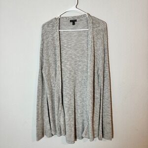 Express‎ Womens Gray Marled Open Front Knit Cardigan Sweater Medium Long Sleeve